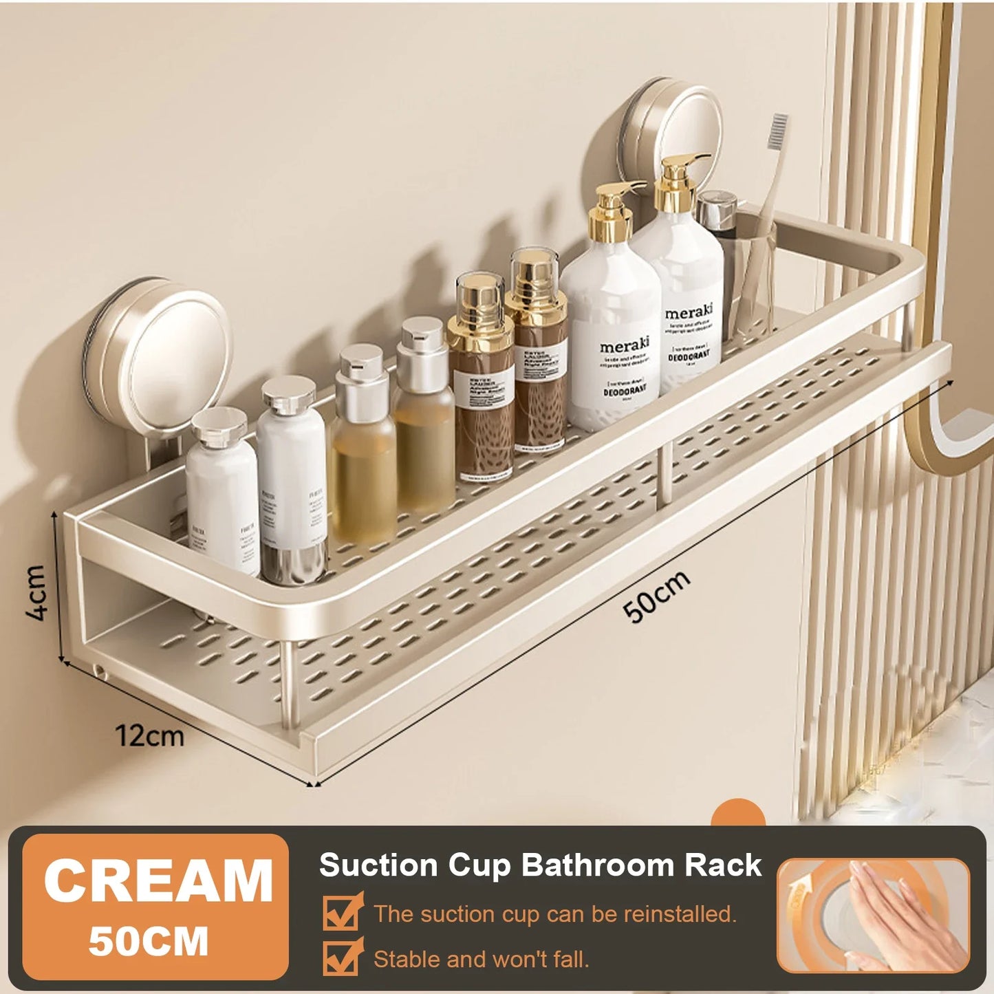 No Drill Suction Cup Adhesive Bathroom Rack Bathroom Shelf Toilet Aluminum Hanging Rack Bathroom Organizer Hang On The Wall