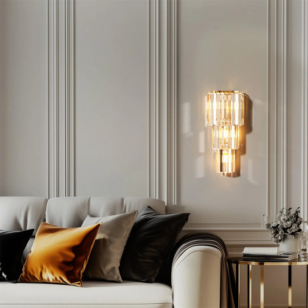 Modern Crystal Wall Lamp 3-Layer Wall Crystal Sconce Light E14 Led Corn Lights