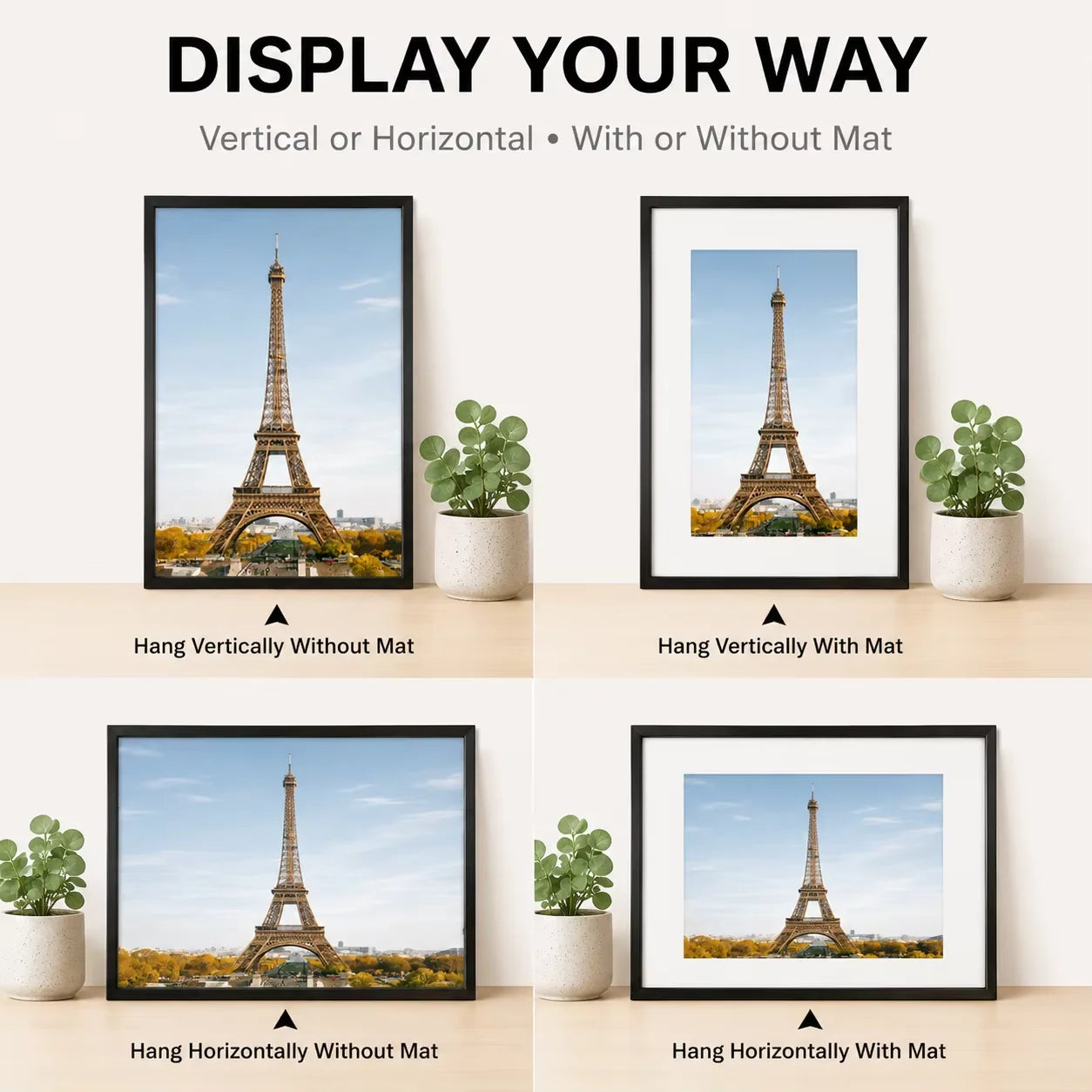 3pcs 50x70cm Black Aluminum Picture Frames 30x40cm 40x60cm 40x50cm With Mat For Wall Art Canvas Print Poster Display, Minimalist Gallery Wall Frame For Living Room Bedroom Office Home Decor, Lightweight Easy Mounting Photo Fr