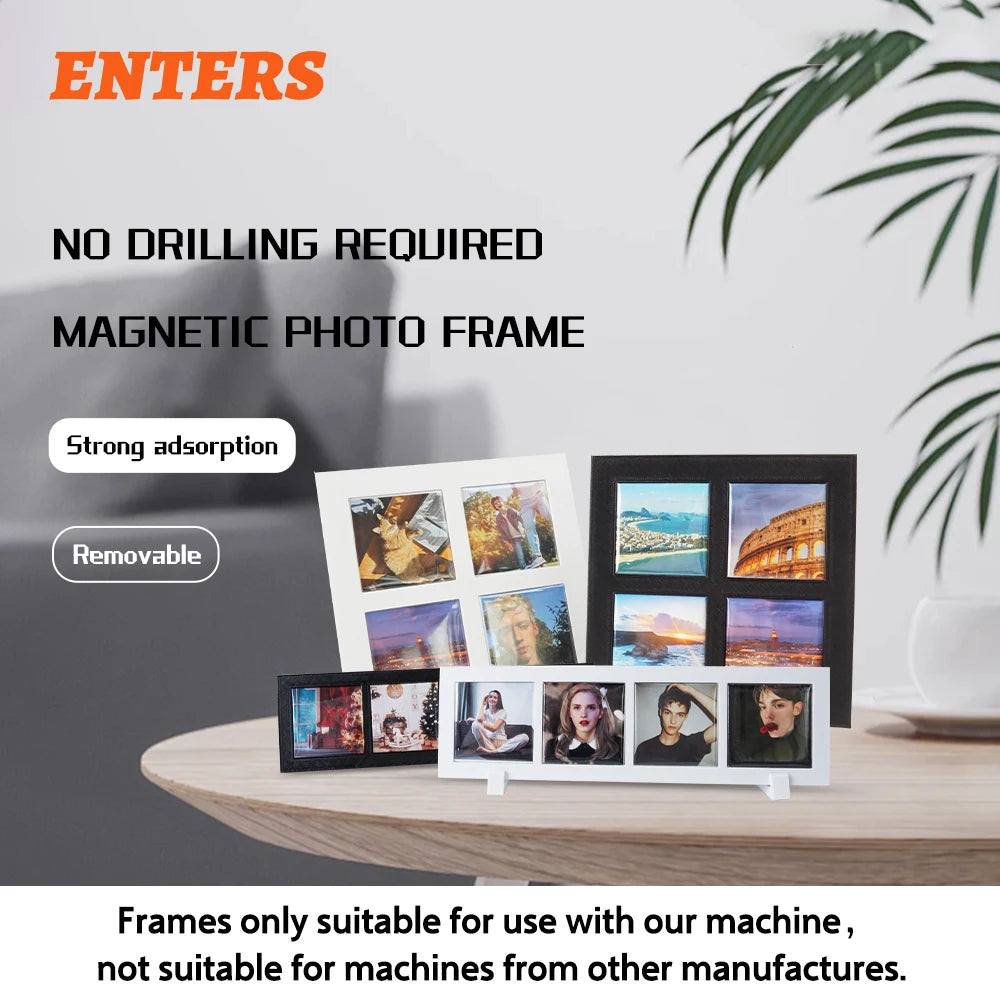 10Pcs 50*50mm Wonderful Blank Photo Frame, Insert Fridge Magnets, Mini Magnetic Refrigerator Photo Picture Frames