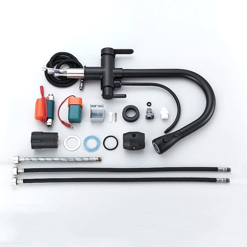 Black Touch/NO Sensor Kitchen Faucet Pull Out Sink Faucets Hot Cold Mixer Pure Water Tap Deck Mounted Taps Dual Handle