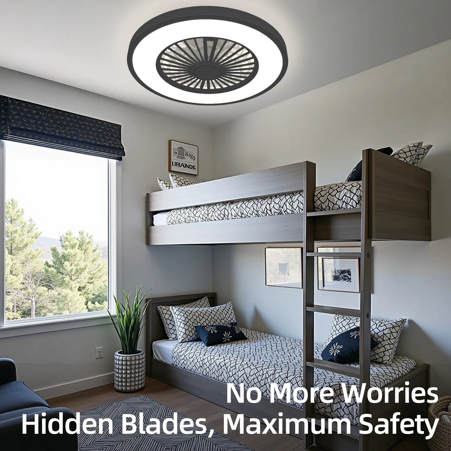 Silent Ceiling Fan with Light 6-Speed Choice Reversible DC Motor 3CCT 22inch with Remote Control Whisper Easy Install Black/White Shipped from USA