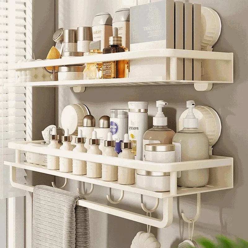 No Drill Suction Cup Adhesive Bathroom Rack Bathroom Shelf Toilet Aluminum Hanging Rack Bathroom Organizer Hang On The Wall