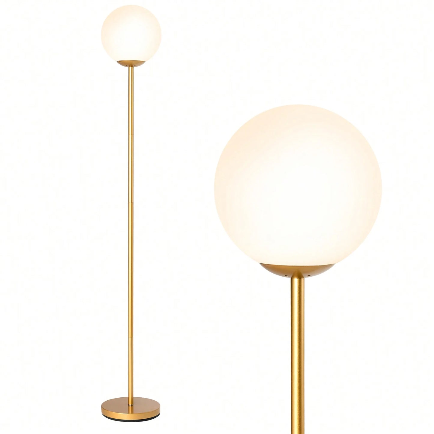 Spherical Glass Shade LED Floor Lamp for Bedroom & Office