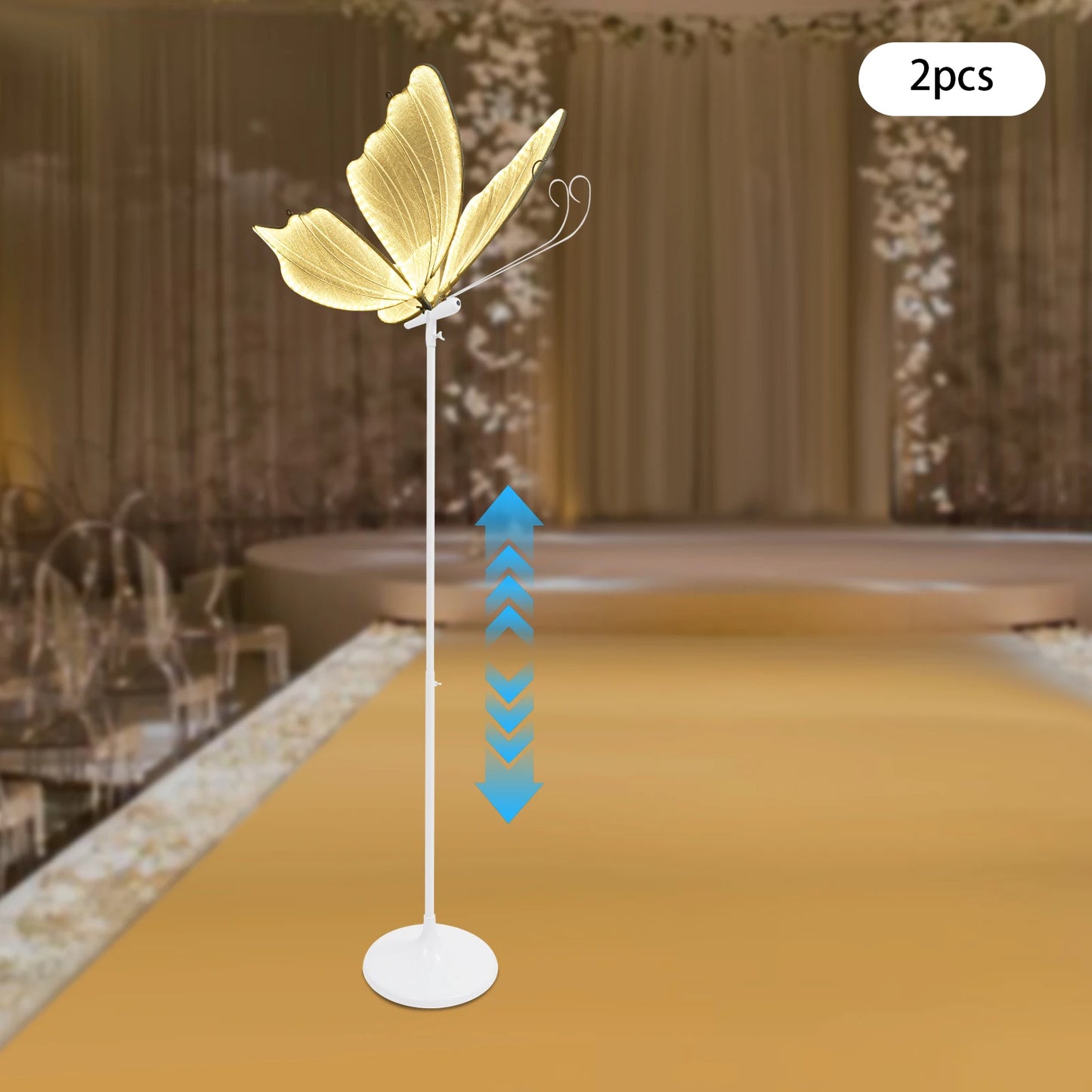 2PCS 48W Romantic Butterfly Floor Lamp, LED Light, Creative Butterflies Decoration Lights