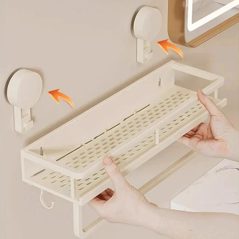 No Drill Suction Cup Adhesive Bathroom Rack Bathroom Shelf Toilet Aluminum Hanging Rack Bathroom Organizer Hang On The Wall