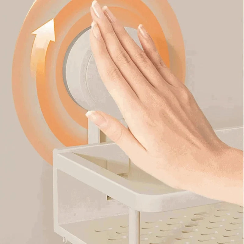 No Drill Suction Cup Adhesive Bathroom Rack Bathroom Shelf Toilet Aluminum Hanging Rack Bathroom Organizer Hang On The Wall