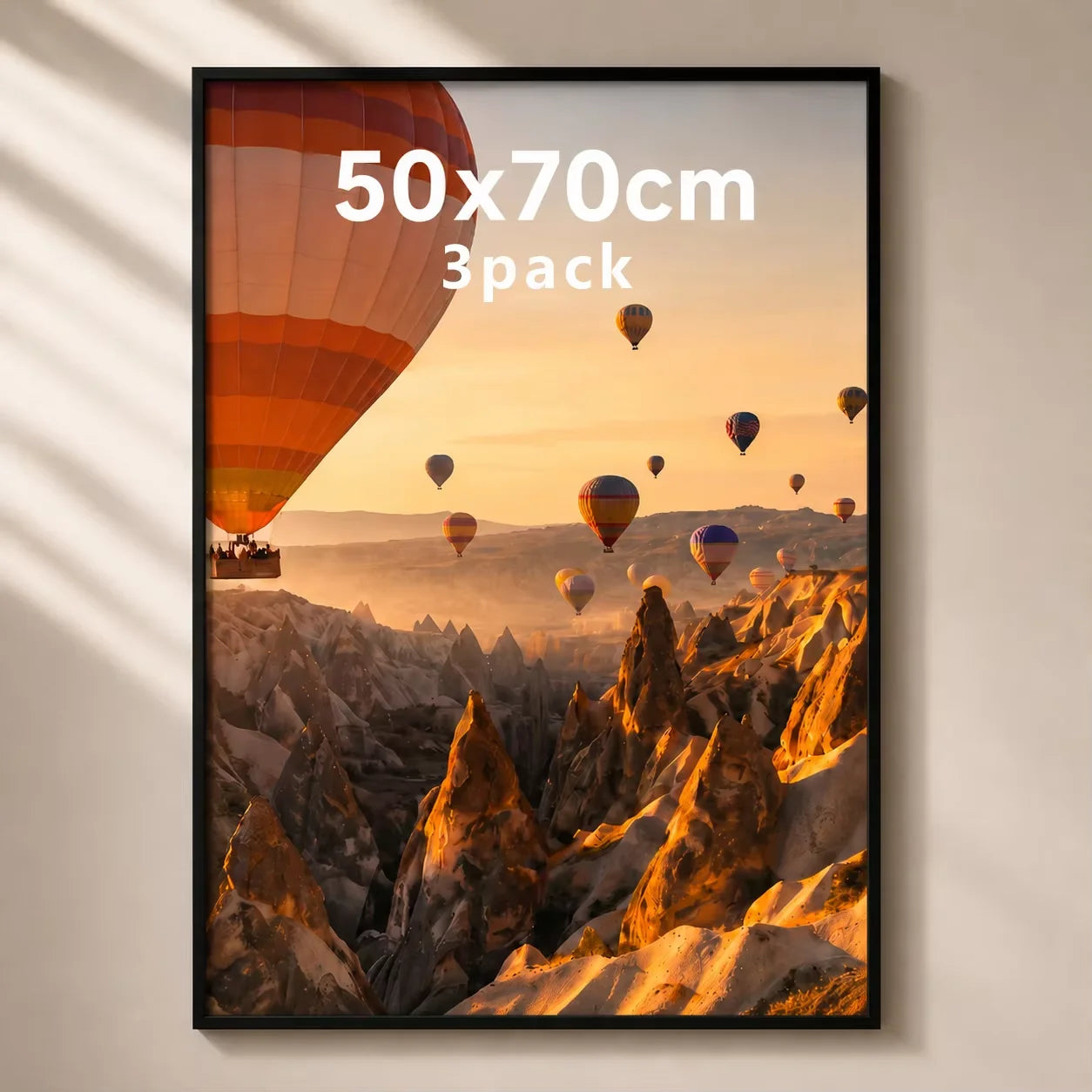 3pcs 50x70cm Black Aluminum Picture Frames 30x40cm 40x60cm 40x50cm With Mat For Wall Art Canvas Print Poster Display, Minimalist Gallery Wall Frame For Living Room Bedroom Office Home Decor, Lightweight Easy Mounting Photo Fr