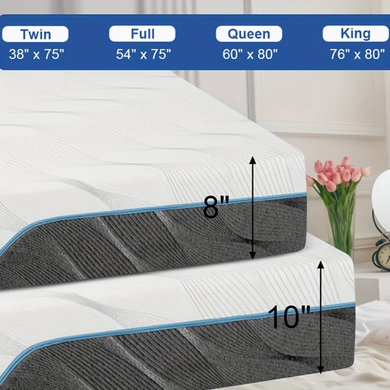Hcore  Extra Firm Queen Size Mattress, 8/10 inch Medium - Extra Firm Dual Sided Reversible Mattress for Back Pain Relief