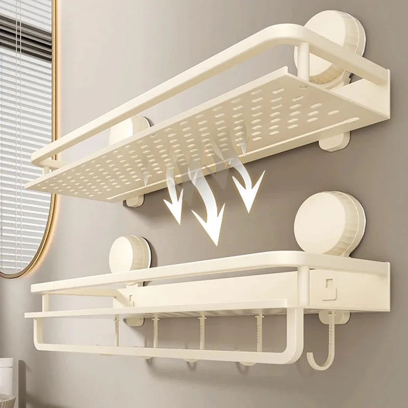 No Drill Suction Cup Adhesive Bathroom Rack Bathroom Shelf Toilet Aluminum Hanging Rack Bathroom Organizer Hang On The Wall