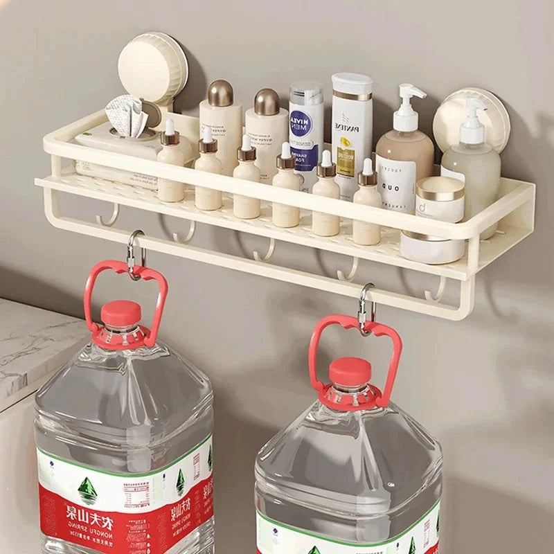 No Drill Suction Cup Adhesive Bathroom Rack Bathroom Shelf Toilet Aluminum Hanging Rack Bathroom Organizer Hang On The Wall