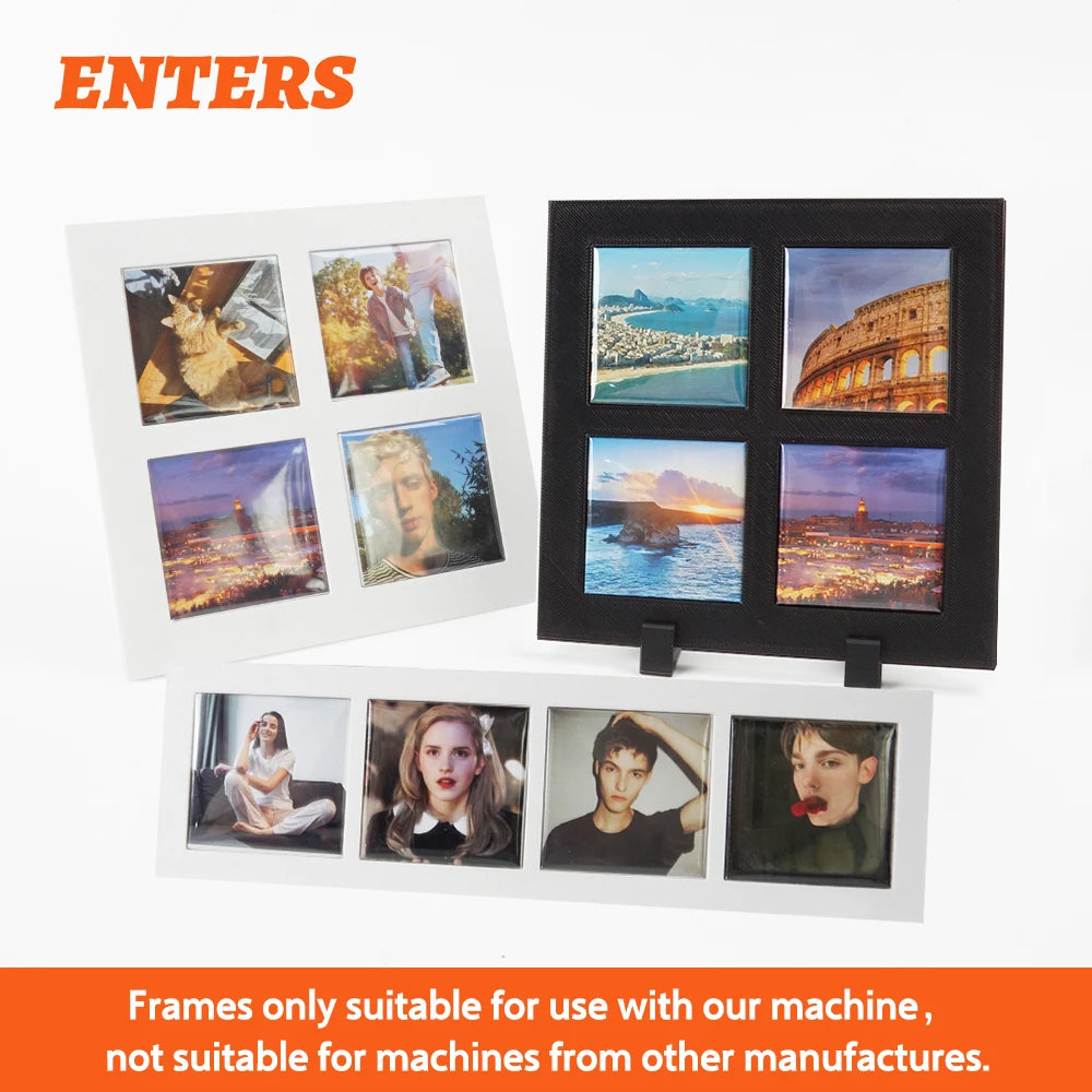 10Pcs 50*50mm Wonderful Blank Photo Frame, Insert Fridge Magnets, Mini Magnetic Refrigerator Photo Picture Frames