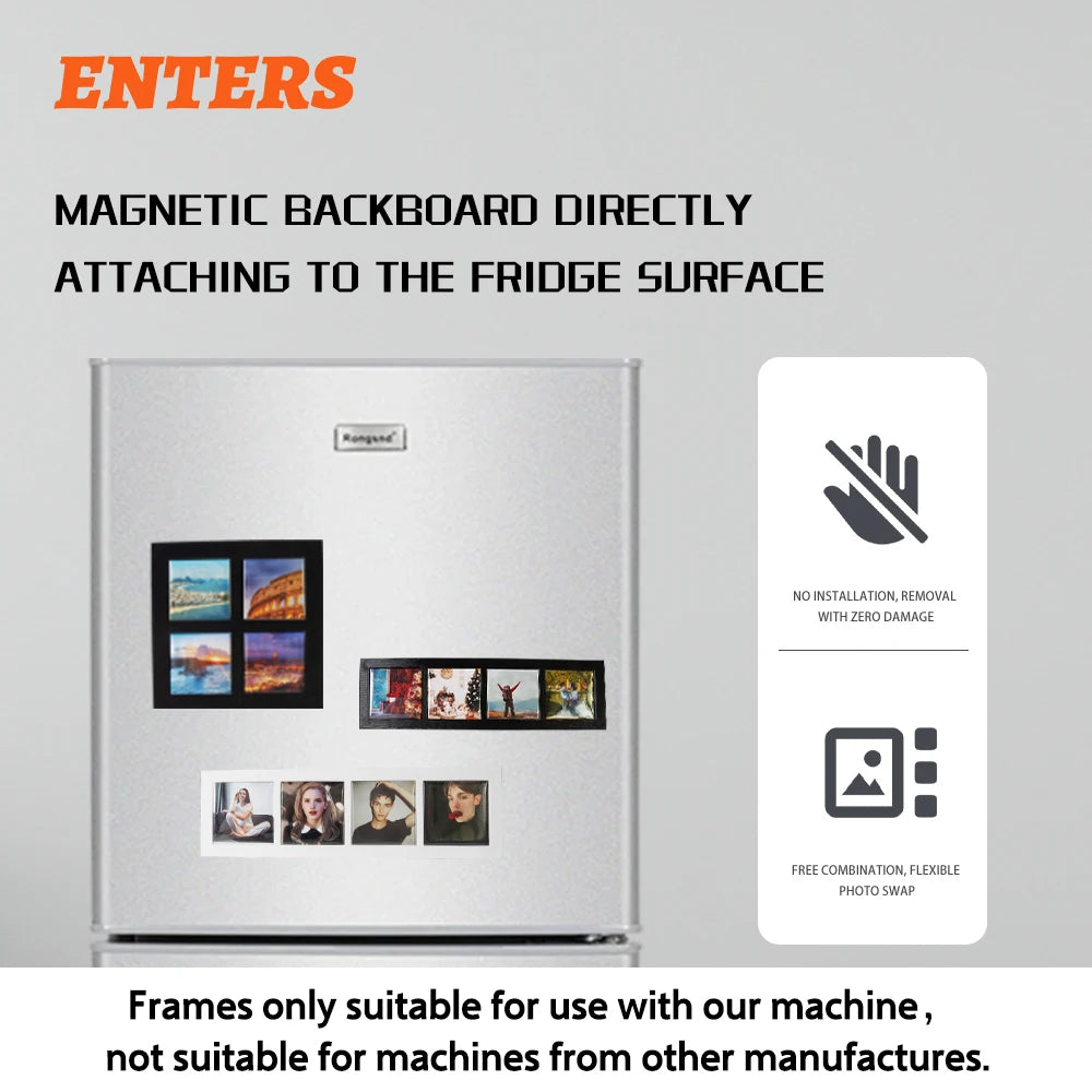 10Pcs 50*50mm Wonderful Blank Photo Frame, Insert Fridge Magnets, Mini Magnetic Refrigerator Photo Picture Frames