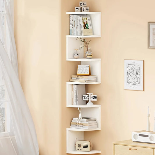 7-Tier Country-Style Wall-Mounted Corner Shelf - Christmas Home Decor, Suitable for Living Room, Bedroom, Kitchen - Easy-To-Install Home Storage Shelf, Decorative Storage Rack, Easy to Assemble, Home Corner Triangular Wall-Mo